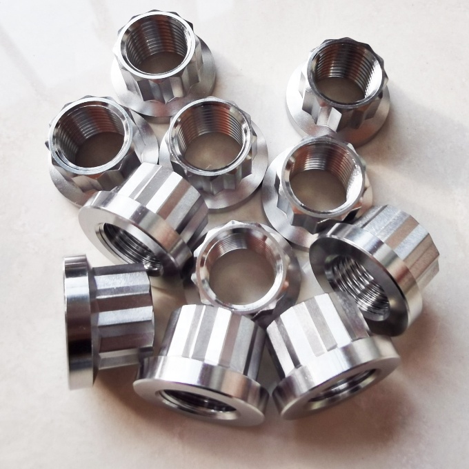 Universal Year Universal Silver 1/2" -20 12 PT FLANGE NUTS Titanium for Universal Car Fitment Universal Fit