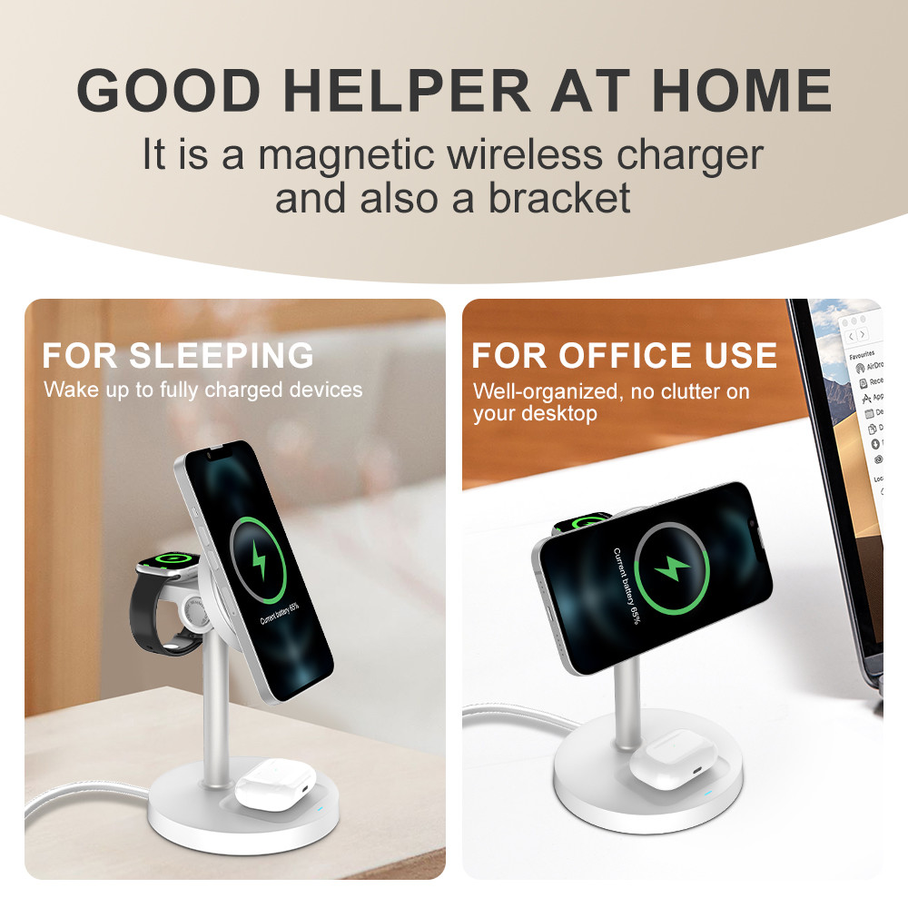 S11 3 in 1 Magnetic Wireless Charging Stand Durable ABS PC Material