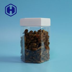 China Hexagonal 23oz 680ml Leak Proof Plastic Jar With Screw Lids on sale