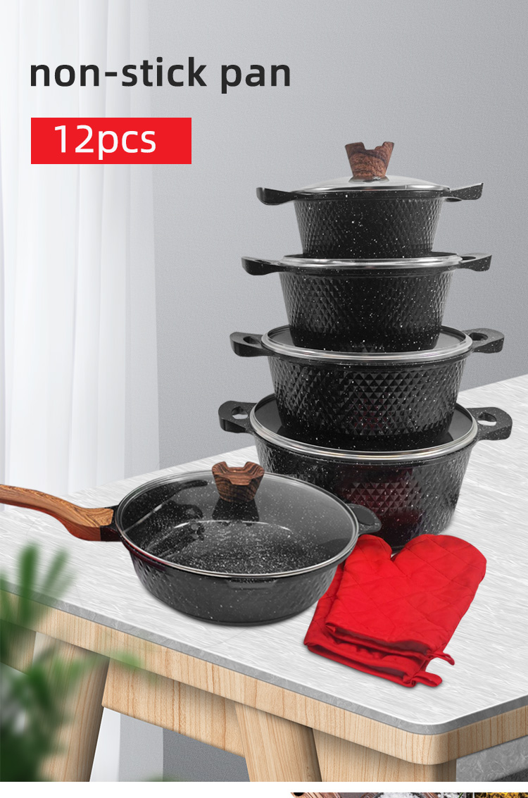 Customized Logo Aluminum Non Stick Fry Pan Cookware Sets