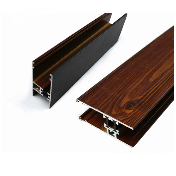 Brown Rectangle Wood Finish Aluminum Profiles For Construction