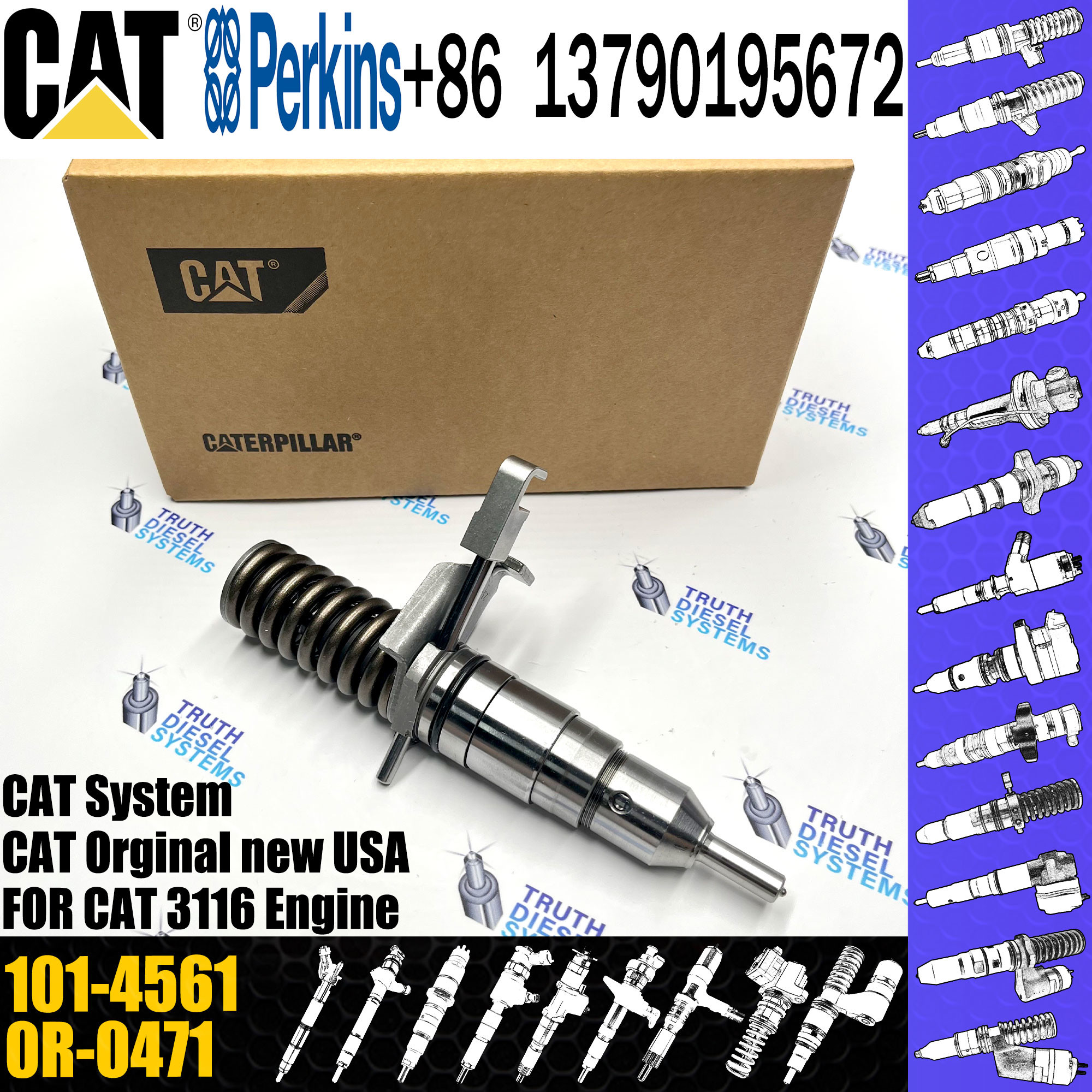 Fuel injector common rail parts injector 101-4561 OR-4374 140-8413 7E-6193 OR-8867 105-1694 OR-8473 Excavator Injector