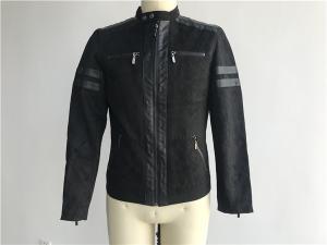  Black Color Polyester Suede Pleather Biker Jacket Lightweight For Mens TW58569 Manufactures