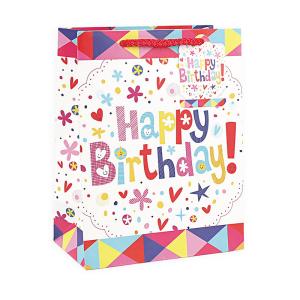  Creative brown birthday paper gift shopping bag wholesale small medium large size Manufactures