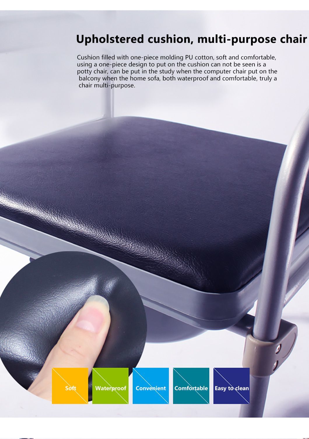 Height Adjustable Commode Toilet Chair Folding Commode Chair for Elderly Disabled