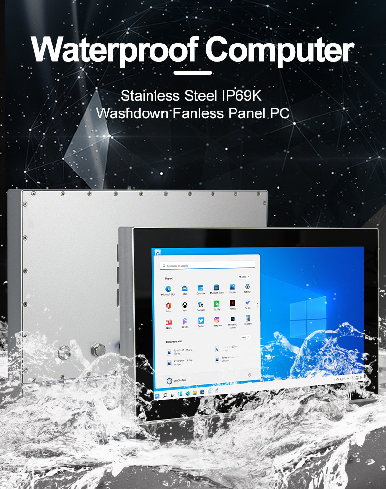VESA Mounting Waterproof Touch Screen PC Windows10 Core I5 Fanless IP67
