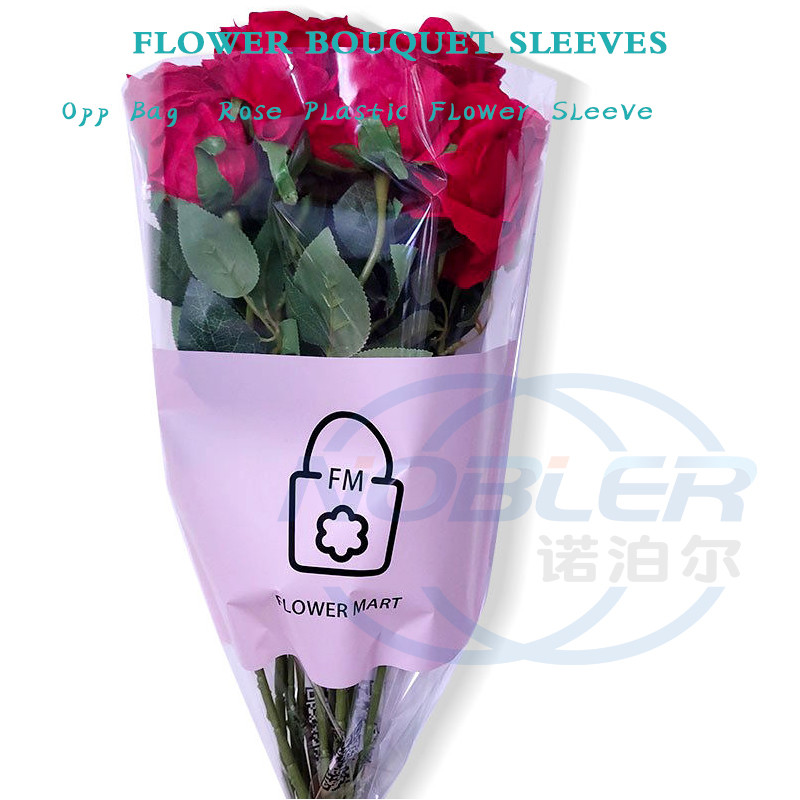 Clear Custom Printing Opp Flower Bouquet Sleeves Single Rose Diy Gift Packaging