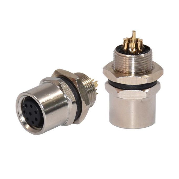 M8 5 Pin Panel Mount Connector , Rear Panel Connector With Soldering