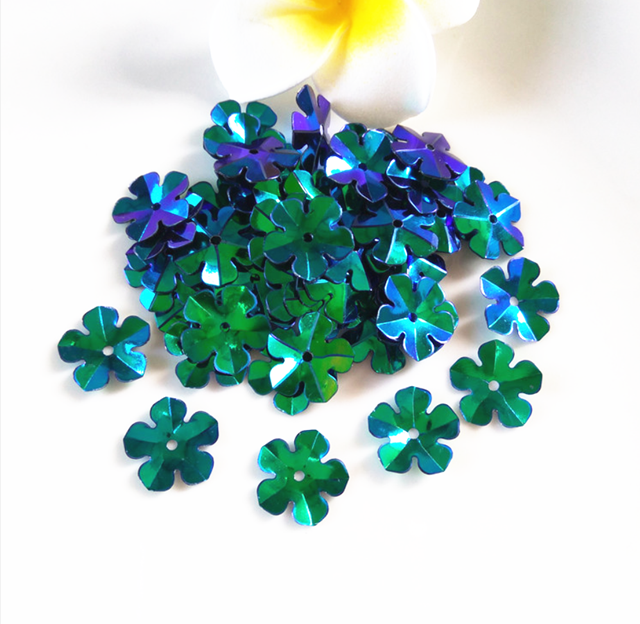 Flower Style Aurora Color Plum Sequins Loose 8mm Transparent 12mm PET Accessories for Sewing Shoes 365 Colors Included