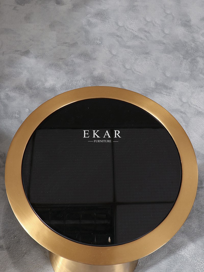 Contemporary Living Room Furniture Black Toughened Glass Top New Design Side Table