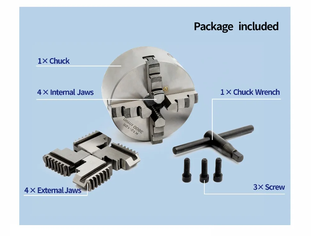 4 Jaws Manual Self Centering Lathe Chuck K12-125mm