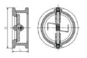 API 594 Cast Steel Wafer Check Valves , Class 150 Double Disc Butterfly Check Valve