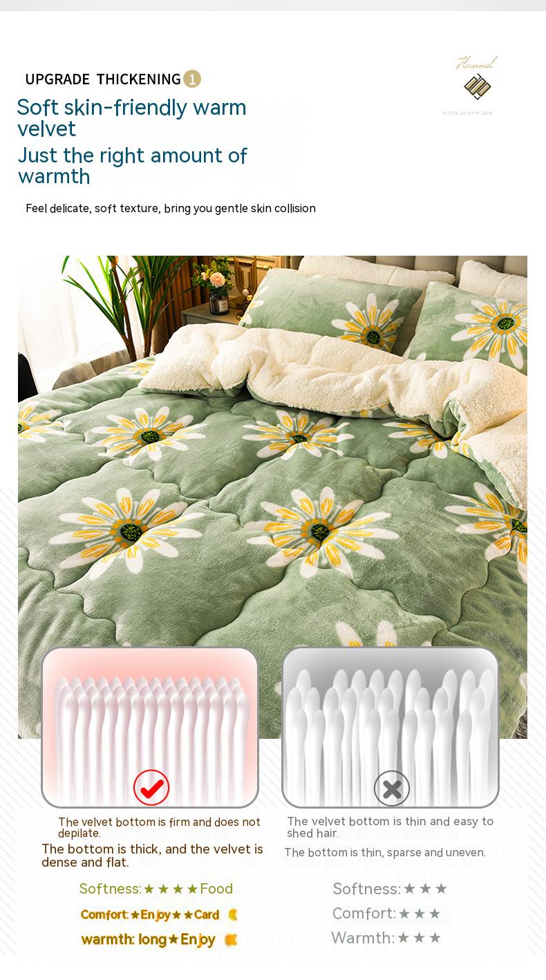 Customized Size Bedding Set Thickened Warm Lamb Fleece Quilt with 100% Polyester Fabric