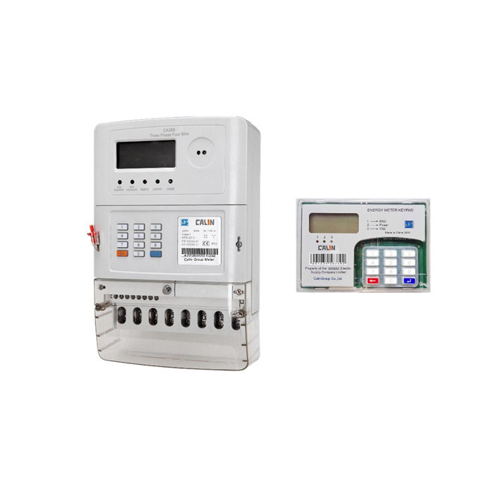 20 Digits Token Three Phase Energy Meters , Low Credit Warning Tamper Protection