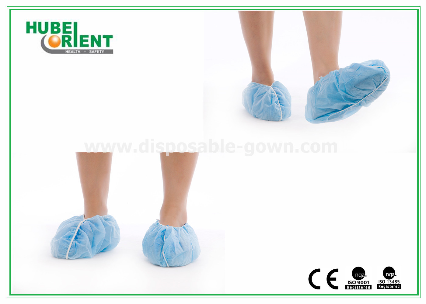 Single Use Nonwoven Disposable Waterproof Shoe Covers With Elastic Rubber Around All Parts