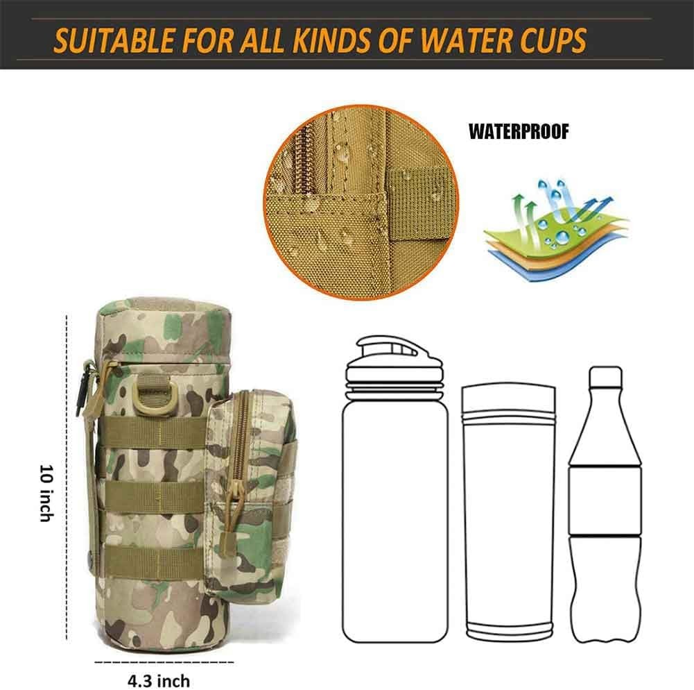 Tactical Molle Water Pouch, Tactical Bottle Holder Military Water Bottle Bag Hydration Carrier H20 Pouch Kettle Pouch
