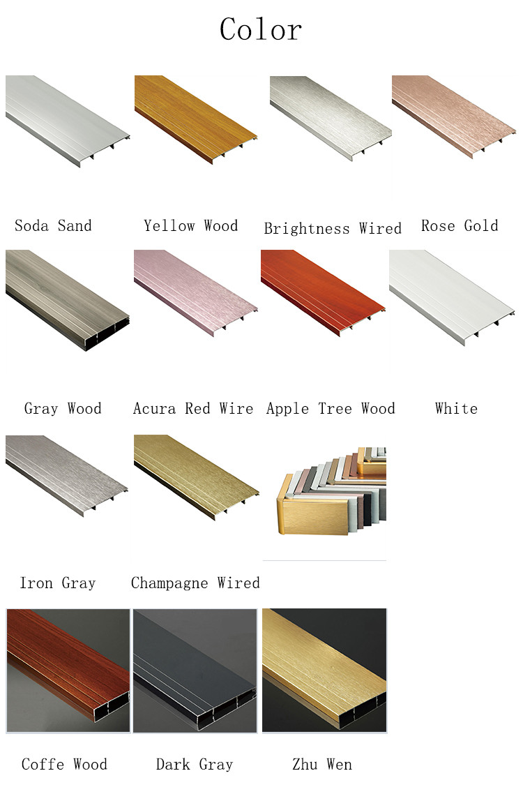 Brushed Anodized Aluminum Skirting Board For Flooring Kitchen Toe Kick