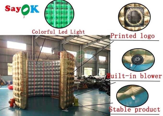 Customized Inflatable 360 Photo Booth Shape Enclosure Gold Inflatable Backdrop Booth