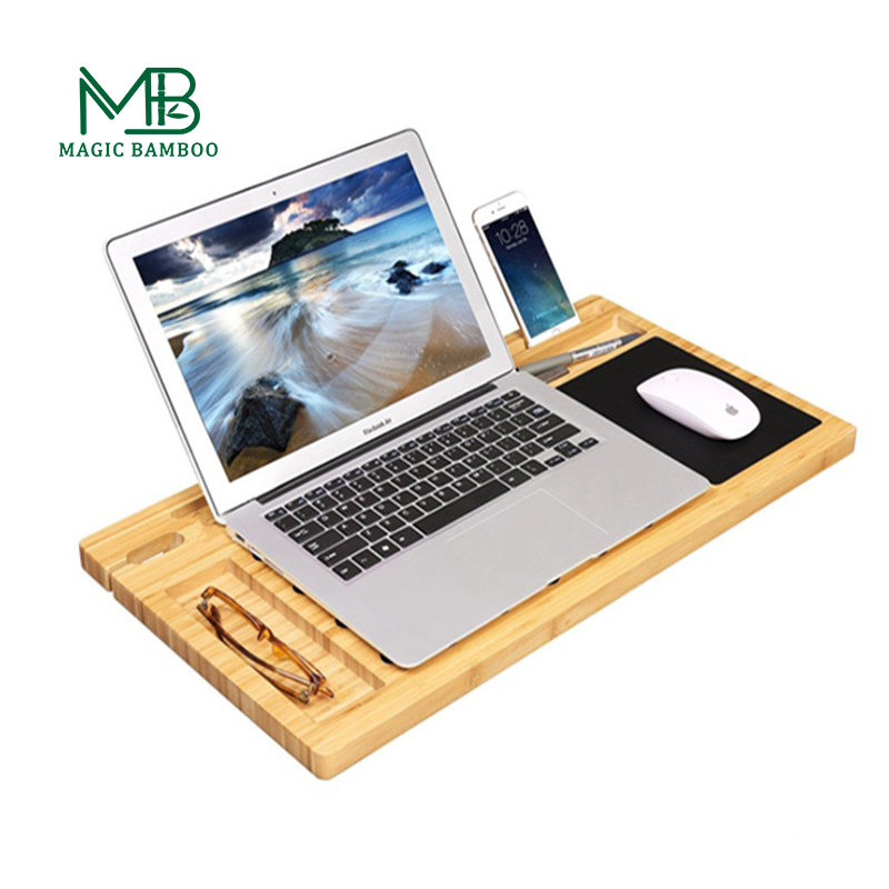Sustainable Portable Bamboo Laptop Desk Tray Stand Single Tier