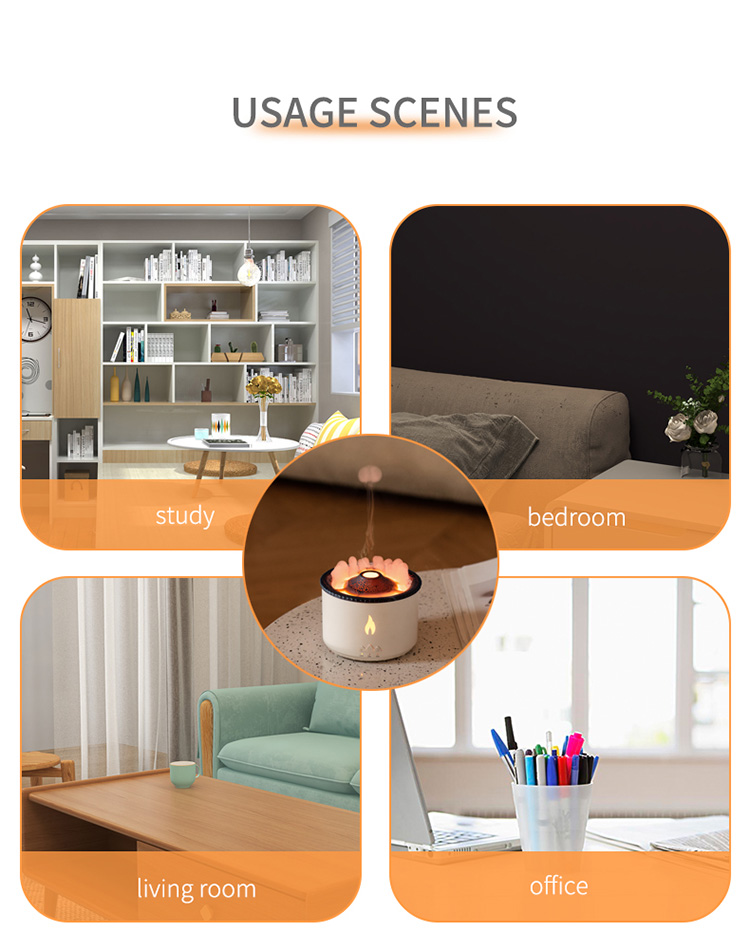 HOMEFISH Ultrasonic Aroma Humidifier Volcano Oil Diffuser 360ML USB Installation
