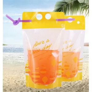 China Take away customized drinking bag clear plastic zipper pouch on sale
