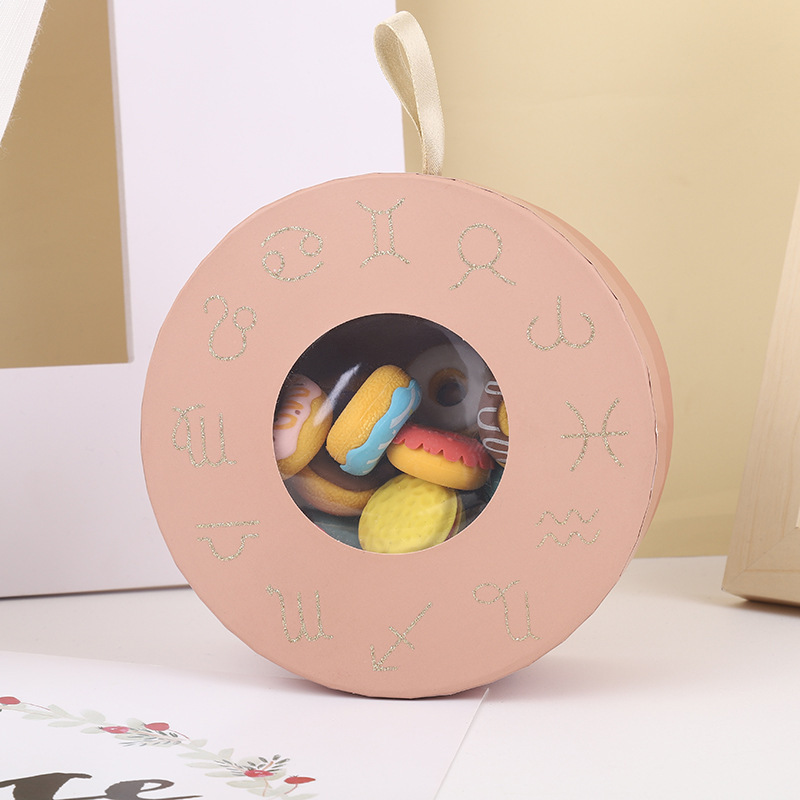 Recyclable Creative Colorful Rigiding Paper Round Box Packaging With Transparent Window