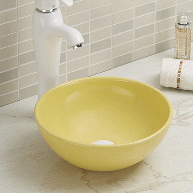 Non-Porous Counter Top Bathroom Sink Table High-Gloss Surface Wash Basin Round