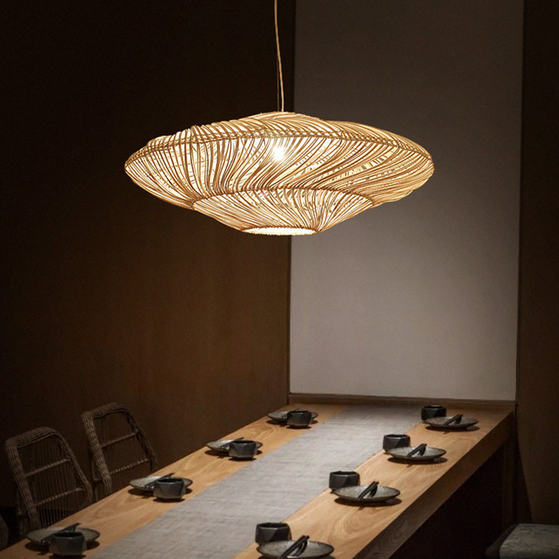 UFO Shades Rattan Lamp Creative Chinese Style Pendant Lights Wooden Suspension lamp（WH-WP-54)