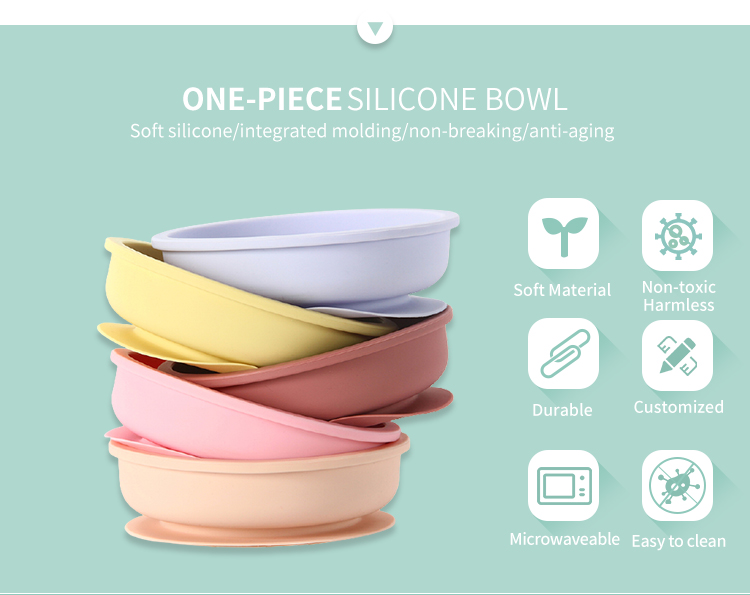 Food Grade Suction Silicone Bowl Set For Baby Toddler Feeding