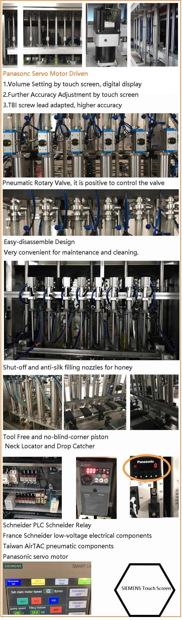 Piston Glass Jar Filling Equipment Line Digital Display Volume Setting