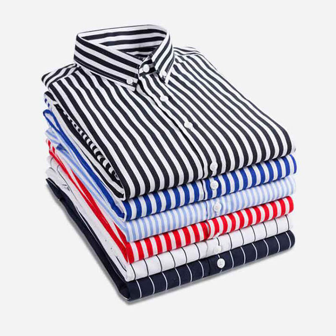 Striped Custom Men Work Shirts Tailored Dress Shirts Multi Color Optional