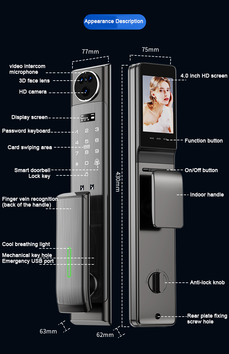 Xhome Video Call Lock Safety Apartment Electronic Door Locks