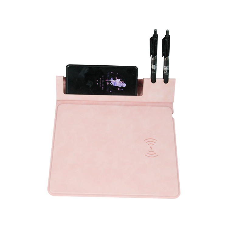 Customised High Quality Fast Charging Multifunction Foldable Pu Leather Wireless Charging Mouse Pad