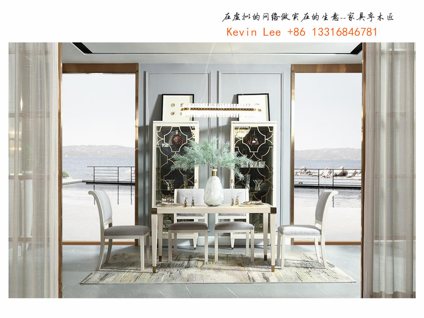 American style Dining room furniture factory sale for Villa house interior designer Custom the table and wine Cabinets
