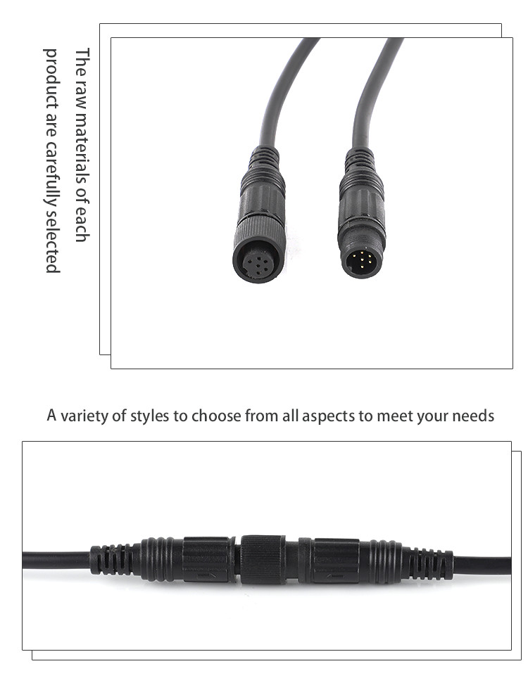 Custom M10 Nylon Waterproof Cable Plug LED Light Male And Female Butt Connector