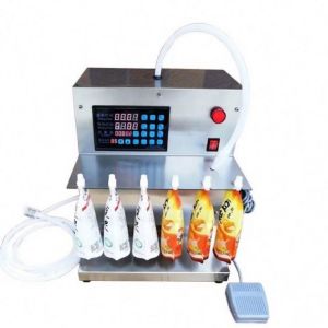 China Semi Automatic Spout Pouch Juice Liquid Soybean Milk Self-supporting Bag Filling Packing Machine on sale