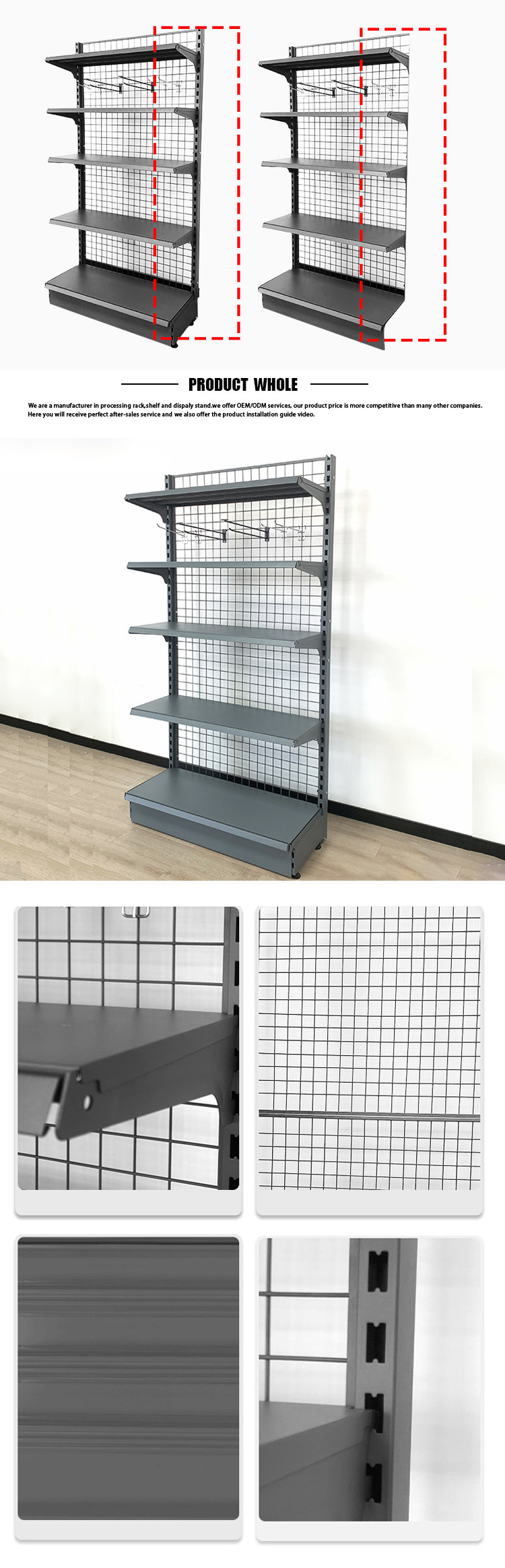 Adjustable Display Shelving Supermarket Rack System with Stable Structure