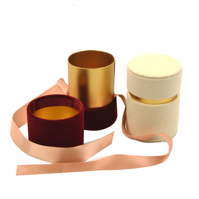 Matte Varnish Surface Finish Round Velvet Gift Box for Wedding Favors and Candied