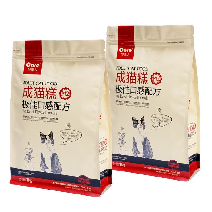 Customized Design Pet Food Packaging Bag Flat Bottom Eight Side Gusset Flour Bag With Zipper