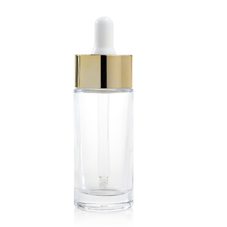 Glass Medicine Serum Dropper Bottles 30ml Cosmetic Container With Gold Cap