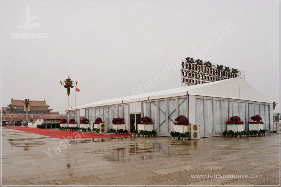Hanging Ripples Outdoor Event Tent , Steel Structure Tent Transparent PVC Fabric Windows