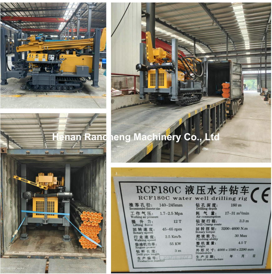 180m Pneumatic Water Well Drilling Rig Multi-function Crawler Mounted Rig With 55KW Quanchai Diesel