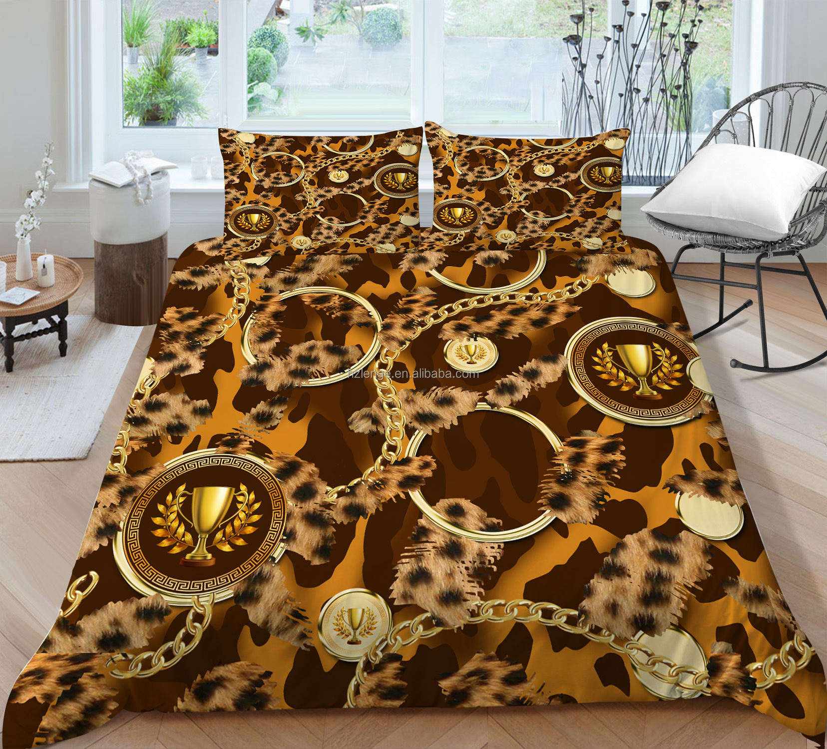 Luxury Fashion Design Nondisposable Microfiber Quilt Cover Set with Pillowcases