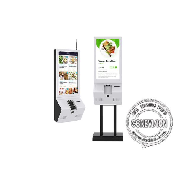 Quality 32 Inch PC I3 I5 Self Service Ordering Kiosk With Thermal Printer for sale