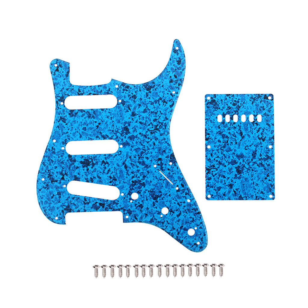 3Ply Blue Black Pickguard Scratch Plate SSS PVC Back Plate & Screws For ST Style Strat Electric Guitar Accessories Parts