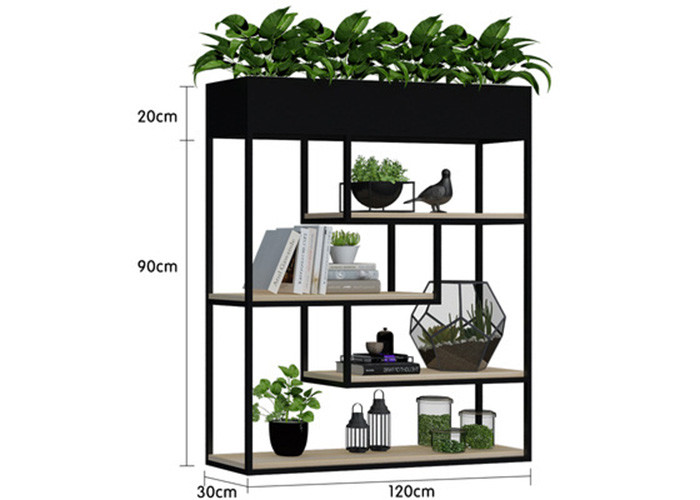 Delicate Balcony Flower Pot Shelf , Plants Metal Garden Shelves Multi Functional Fence