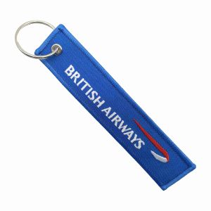 BRITISH AIRWAYS Custom Embroidered Keychain Scratch Resistant Fabric Custom
