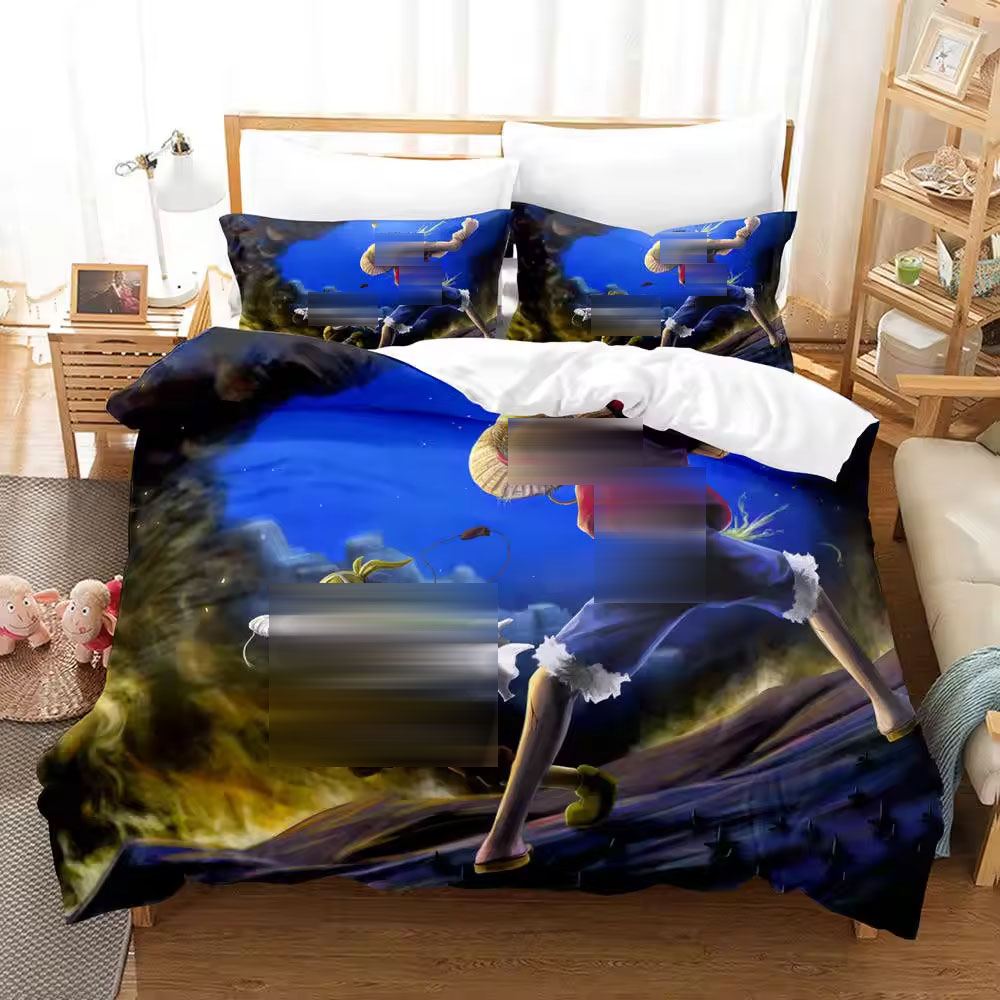 Anti Dust Mite 3D Printed Monkey D. Luffy Series Plant Digital Print Bed Linen Bedding Set