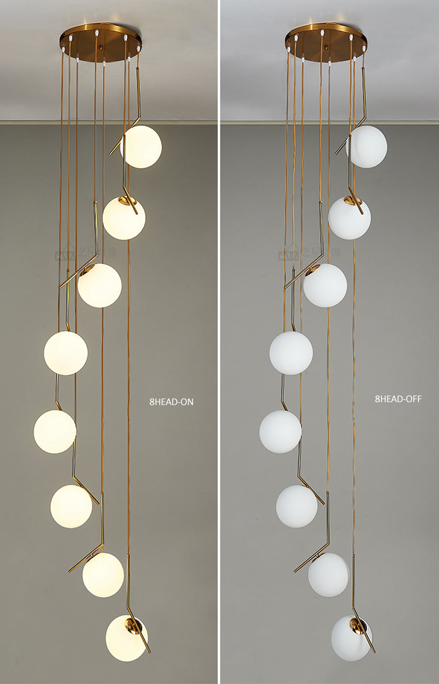 Long Pendant Lamp Modern Nordic Spiral Stair Hanging Light Dining Living Room Hotel Chandelier（WH-NC-69)