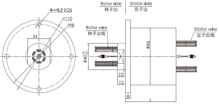 fo109 series FO109 Series 1 Channel Fiber-Electric Slip Ring slip ring Drawing 